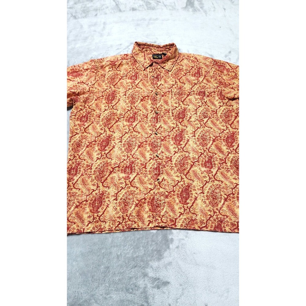 Mountain Hardware Mens L Red Yellow Button Up Hiking Camping‎ Outdoor Shirt